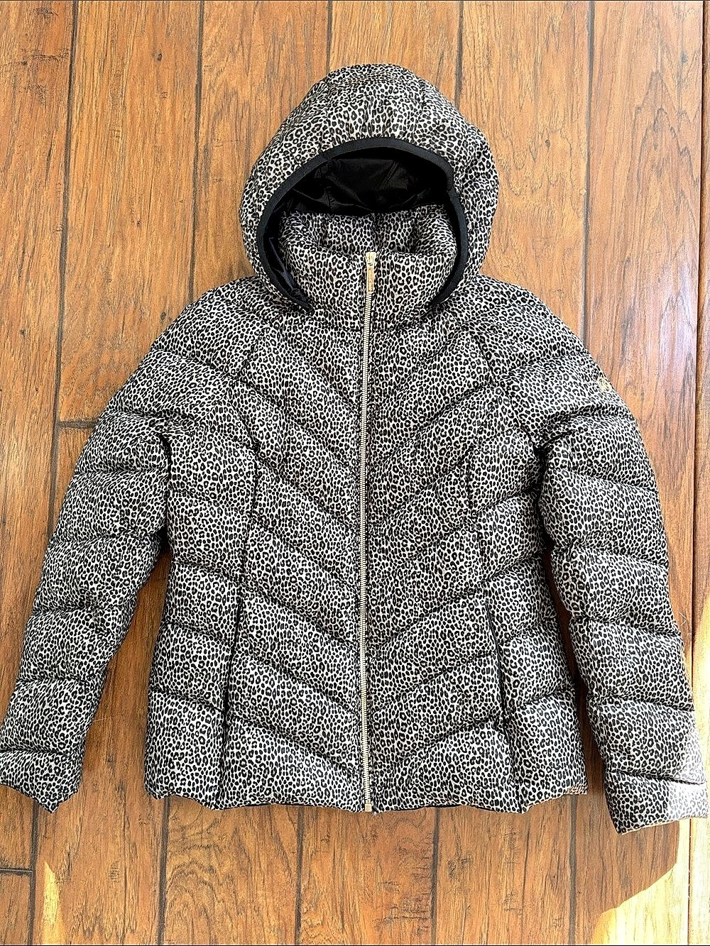 Michael Kors Leopard Print Packable Down Puffer Jacket